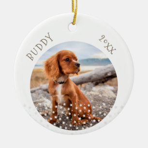 Ornamento De Cerâmica Cachorro Fofo Pet 2 Fotos Padrão de Estrela Natal