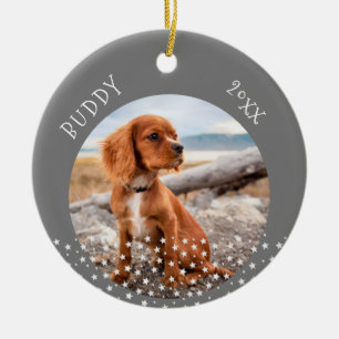 Ornamento De Cerâmica Cachorro Fofo Pet 2 Fotos Padrão de Estrela Natal