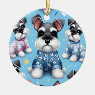 Ornamento De Cerâmica Cachorro Gelado Do Padrão Animal Schnauzer