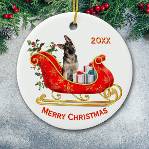 Ornamento De Cerâmica Cachorro German shepherd de Natal