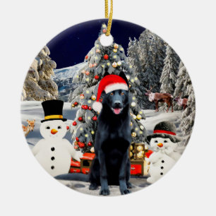 Ornamento De Cerâmica Cachorro german shepherd Em Luzes De Noel De Neve