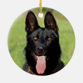 Ornamento De Cerâmica Cachorro German shepherd preto - GSD Puppy