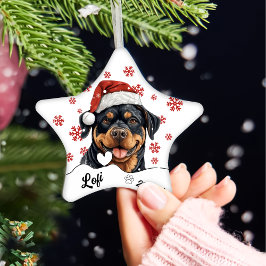 Ornamento De Cerâmica Cachorro giratório de Natal Personalizado