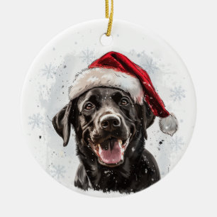 Ornamento De Cerâmica Cachorro Labrador Preto Natal Personalizado