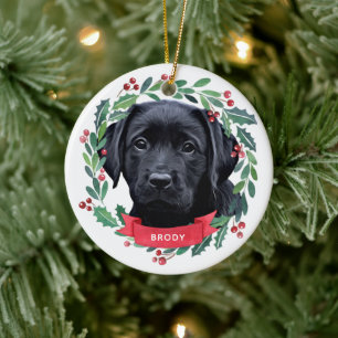 Ornamento De Cerâmica Cachorro Labrador Retriever Preto Amante do Natal
