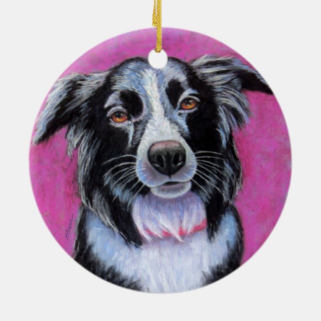 Ornamento De Cerâmica Cachorro-Lua, Borda Collie (Traseira)