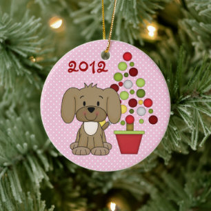 Ornamento De Cerâmica Cachorro Marrom Cinto-Cinto-Cinto Personalizado co