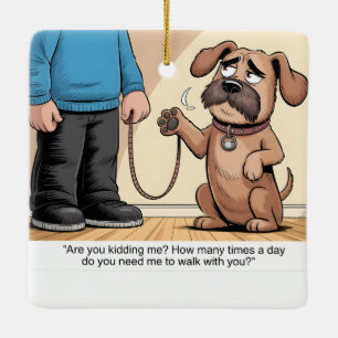 Ornamento De Cerâmica Cachorro Marrom Mal-Humorado Cartoon Divertido de