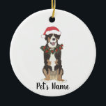 Ornamento De Cerâmica Cachorro-Montanha Personalizado<br><div class="desc">Faça a lista legal este ano com um ornamento personalizado do seu pequeno e favorito cão da montanha entlebucher elf! Para os presentes mais doces,  emparelhe-o com um impressão de arte correspondente ou outro item da minha coleção!</div>