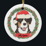 Ornamento De Cerâmica Cachorro-Montanha Personalizado<br><div class="desc">Faça a lista legal este ano com um ornamento personalizado do seu doce cão da montanha entlebucher! Para os presentes mais doces,  emparelhe-o com um impressão de arte correspondente ou outro item da minha coleção!</div>