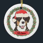 Ornamento De Cerâmica Cachorro-Montanha Personalizado<br><div class="desc">Faça a lista legal este ano com um ornamento personalizado do seu doce cão da montanha entlebucher! Para os presentes mais doces,  emparelhe-o com um impressão de arte correspondente ou outro item da minha coleção!</div>