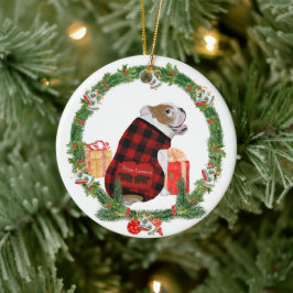 Ornamento De Cerâmica Cachorro na Rua de Natal