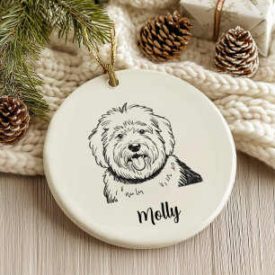 Ornamento De Cerâmica Cachorro Ovelheiro Personalizado Natal