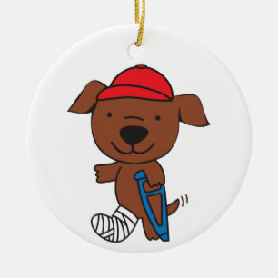 Ornamento De Cerâmica Cachorro Perna Quebrada