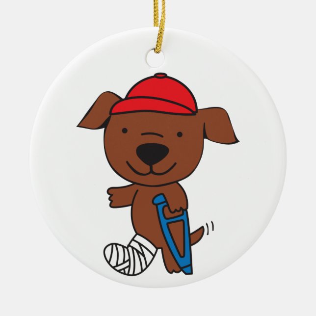 Ornamento De Cerâmica Cachorro Perna Quebrada (Frente)