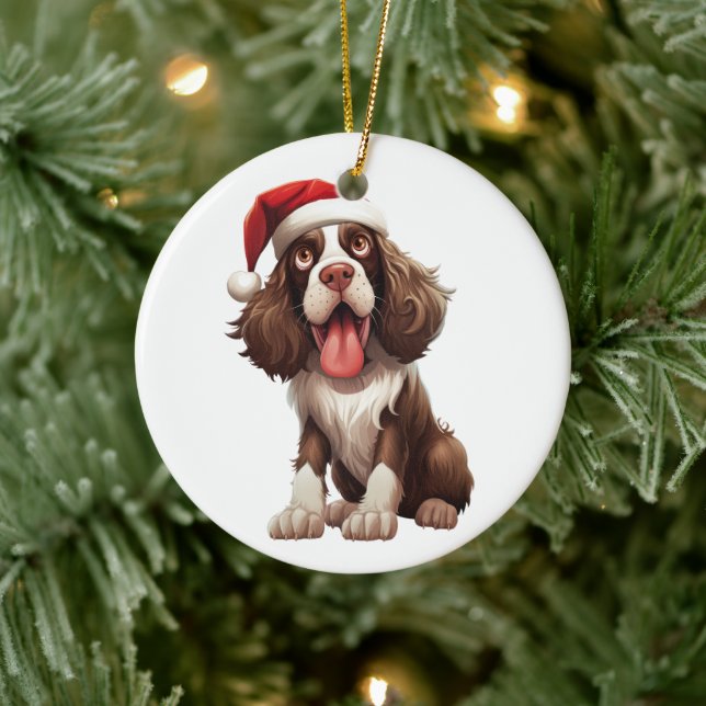 Ornamento De Cerâmica Cachorro Personalizado Divertido English Springer  (Árvore)