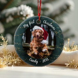 Ornamento De Cerâmica Cachorro Pet Primeiro Natal Foto Ritis Fairy Trees