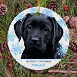 Ornamento De Cerâmica Cachorro Pet Puppy Pet Pet Puppy Negro Labrador<br><div class="desc">Decorem sua árvore e comemorem seu labrador com este adorável Enfeites de natal Meu Primeiro Natal - Black Lab. O ornamento é de dois lados, personalize com o nome de um lado, e ano o outro lado. Este enfeites de natal preto de labrador será um favorito entre os amantes do...</div>