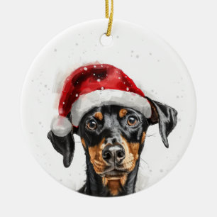 Ornamento De Cerâmica Cachorro Pinscher Alemão Natal Personalizado
