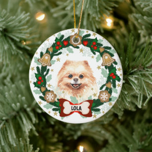 Ornamento De Cerâmica Cachorro Pomeraniano, Cachorro de Natal, Cookie Wr
