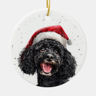 Ornamento De Cerâmica Cachorro Poodle Preto Natal Personalizado