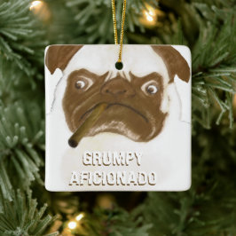 Ornamento De Cerâmica Cachorro Pug AFICIONADO Mal-humorado Personalizado