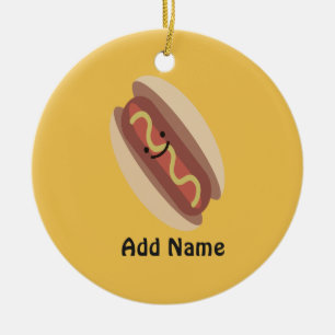 Ornamento De Cerâmica Cachorro Quente de Kawaii Cugado