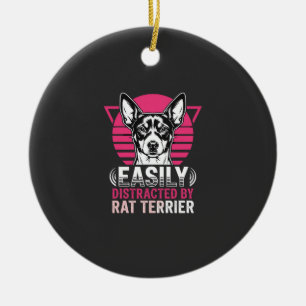 Ornamento De Cerâmica Cachorro Rat Terrier Fácilmente Distraído Retro