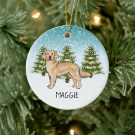 Ornamento De Cerâmica Cachorro Retriever Dourado Amarelo Natal Nome Pers