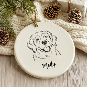 Ornamento De Cerâmica Cachorro Retriever Dourado Personalizado Natal