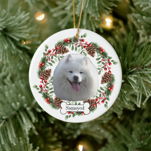 Ornamento De Cerâmica Cachorro Samoyed (Árvore)