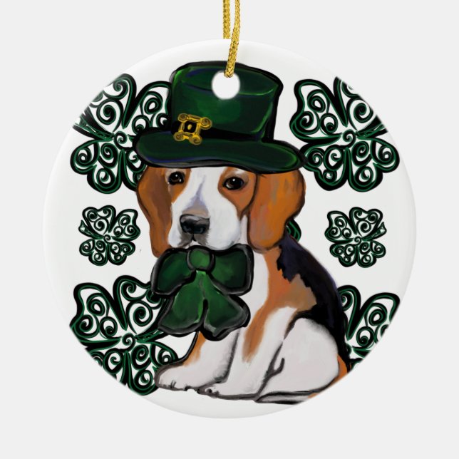 Ornamento De Cerâmica Cachorro São Patrício (Frente)