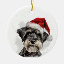 Ornamento De Cerâmica Cachorro Schnauzer Natal Personalizado