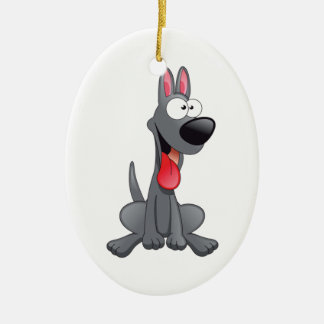 Ornamento De Cerâmica Cachorro Sentado de Cartografia de Cinza