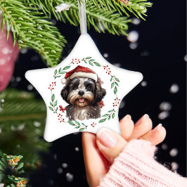 Ornamento De Cerâmica Cachorro Shih Tzu de Natal Personalizado
