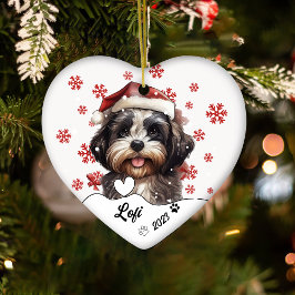 Ornamento De Cerâmica Cachorro Shih Tzu de Natal Personalizado