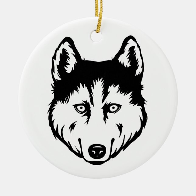 Ornamento De Cerâmica Cachorro Siberian Husky (Frente)
