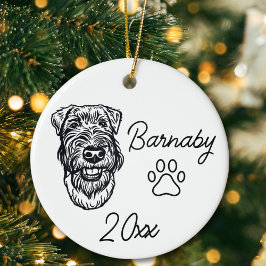 Ornamento De Cerâmica Cachorro Terrier Galês Nome Personalizado e Ano Ar