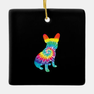 Ornamento De Cerâmica cachorro-tinteiro buldogue francês hippie pre