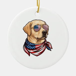Ornamento De Cerâmica Cachorro Usa Óculos De Sol Lenço
