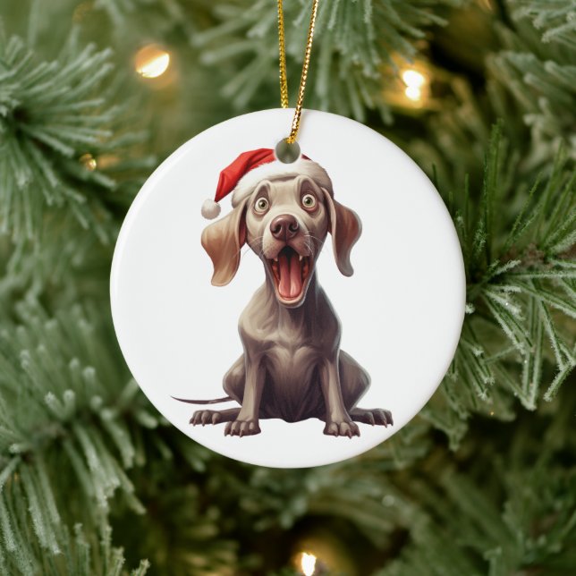 Ornamento De Cerâmica Cachorro Weimaraner Divertido Personalizado (Árvore)
