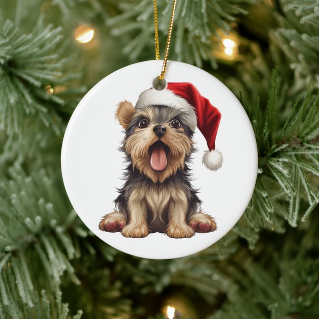 Ornamento De Cerâmica Cachorro Yorkshire Terrier Natal Divertido Persona (Árvore)
