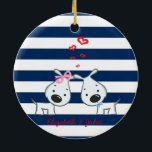 Ornamento De Cerâmica Cachorros Adoráveis Apaixonados em Striped-Persona<br><div class="desc">Cães adoráveis apaixonados por você.</div>