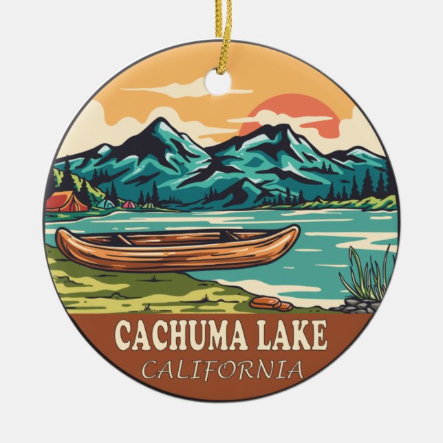 Ornamento De Cerâmica Cachuma Lake California Barco Fish Emblem (Frente)