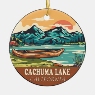 Ornamento De Cerâmica Cachuma Lake California Boating Fishing Emblem
