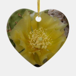 Ornamento De Cerâmica Cacto Amarelo em Flor