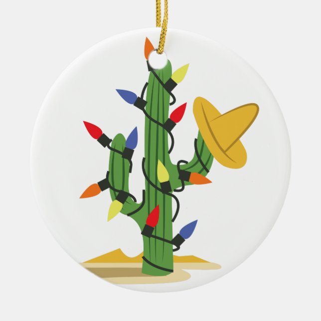 Ornamento De Cerâmica Cacto de Natal (Frente)