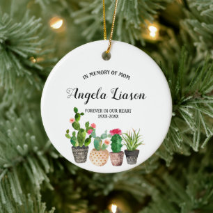 Ornamento De Cerâmica Cactus Flower em memória do Natal da mãe