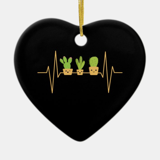 Ornamento De Cerâmica Cactus Heartbeat (Frente)