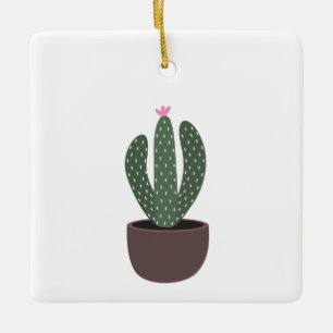 Ornamento De Cerâmica Cactus no pote